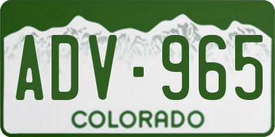 CO license plate ADV965
