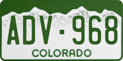 CO license plate ADV968