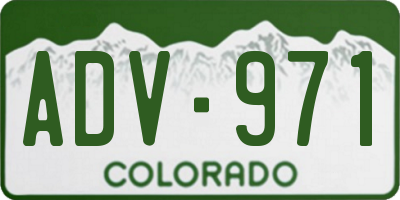 CO license plate ADV971