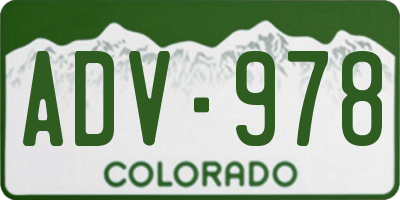 CO license plate ADV978