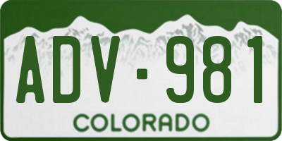 CO license plate ADV981
