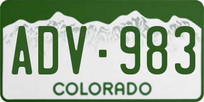 CO license plate ADV983