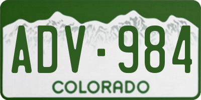 CO license plate ADV984