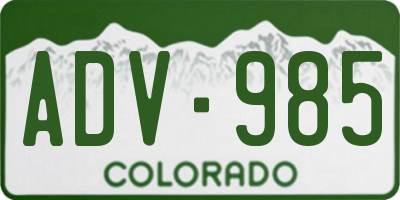 CO license plate ADV985