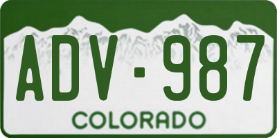 CO license plate ADV987
