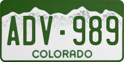 CO license plate ADV989