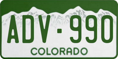 CO license plate ADV990