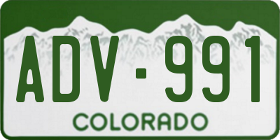 CO license plate ADV991