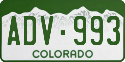 CO license plate ADV993