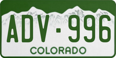 CO license plate ADV996