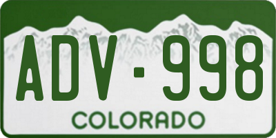 CO license plate ADV998