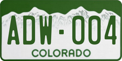 CO license plate ADW004