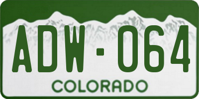 CO license plate ADW064