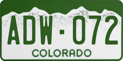 CO license plate ADW072