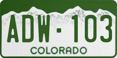 CO license plate ADW103