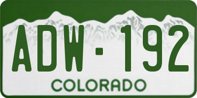 CO license plate ADW192