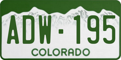 CO license plate ADW195