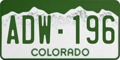CO license plate ADW196