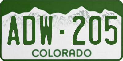 CO license plate ADW205