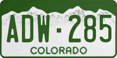 CO license plate ADW285