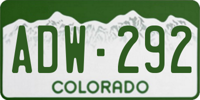 CO license plate ADW292