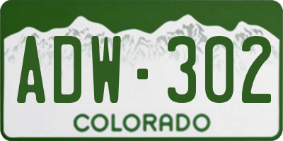 CO license plate ADW302