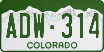 CO license plate ADW314