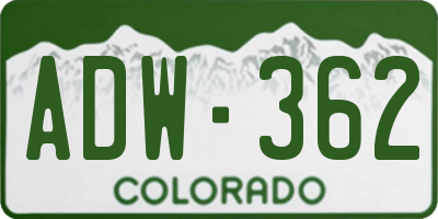CO license plate ADW362