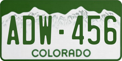 CO license plate ADW456