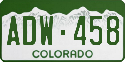 CO license plate ADW458