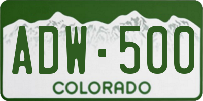 CO license plate ADW500