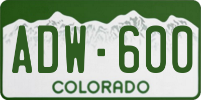 CO license plate ADW600