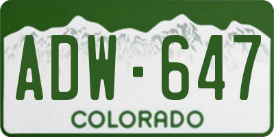 CO license plate ADW647