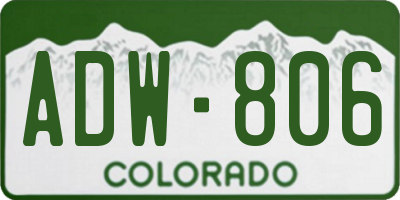 CO license plate ADW806