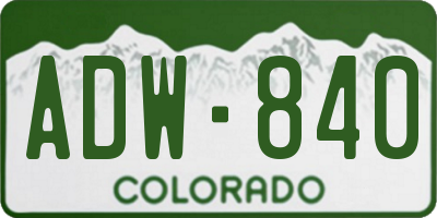 CO license plate ADW840