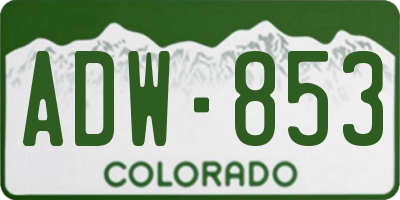 CO license plate ADW853