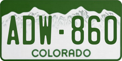 CO license plate ADW860