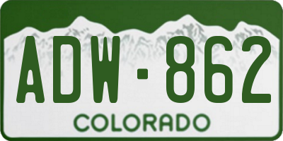 CO license plate ADW862