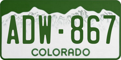 CO license plate ADW867