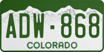 CO license plate ADW868