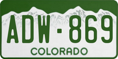 CO license plate ADW869