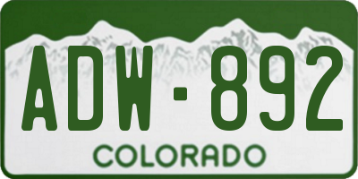 CO license plate ADW892