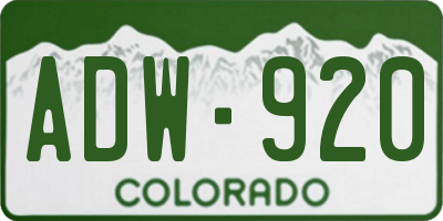 CO license plate ADW920