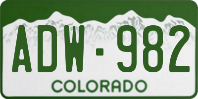 CO license plate ADW982