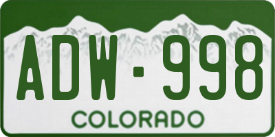 CO license plate ADW998