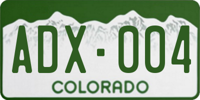 CO license plate ADX004