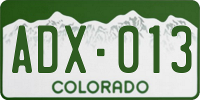 CO license plate ADX013