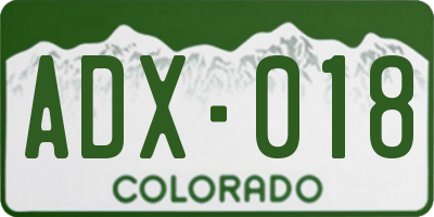 CO license plate ADX018