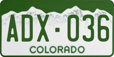 CO license plate ADX036