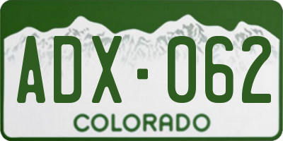 CO license plate ADX062